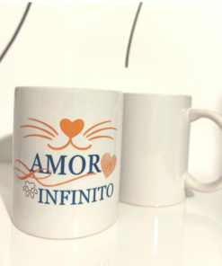 Taza blanca "Amor infinito" Gatos