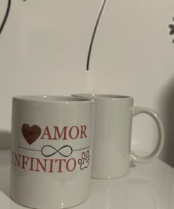 Taza blanca "Amor infinito" huellas