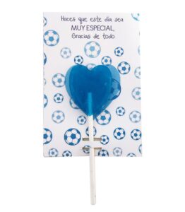 piruleta corazon azul en carton balones