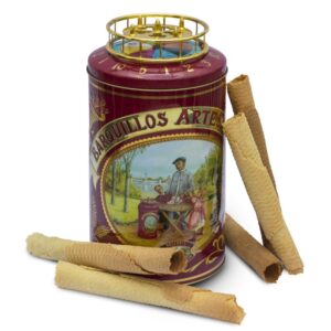 lata barquillera con ruleta y estuche 400 gr