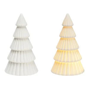 Árbol de Navidad con luz que funciona con pilas 3xLR4 de porcelana blanca (A/H/D) 9x16x9cm